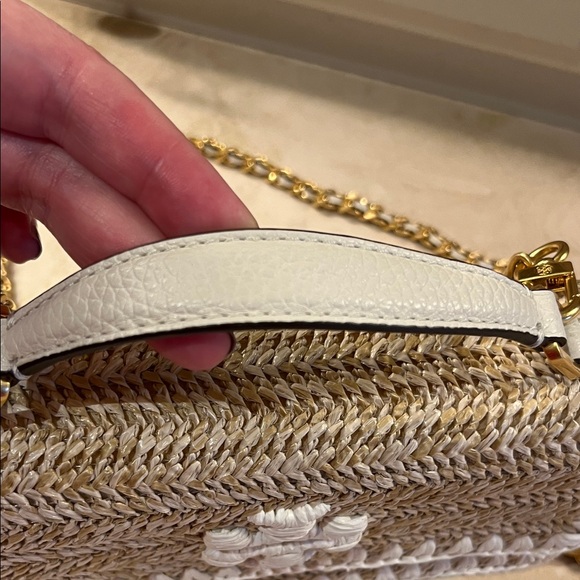 Tory Burch Woven Crossbody Bag in Tan and White - Picture 5 of 13
